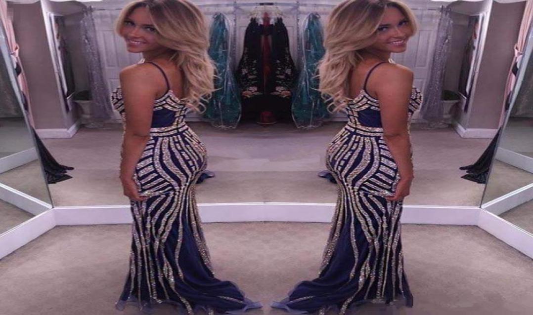 

Navy Long Evening Dresses Sparkly Beading Crystals Spaghetti Straps Backless Sheath Girls Occasion Gowns Long Party Prom Dresses2405294, Champagne