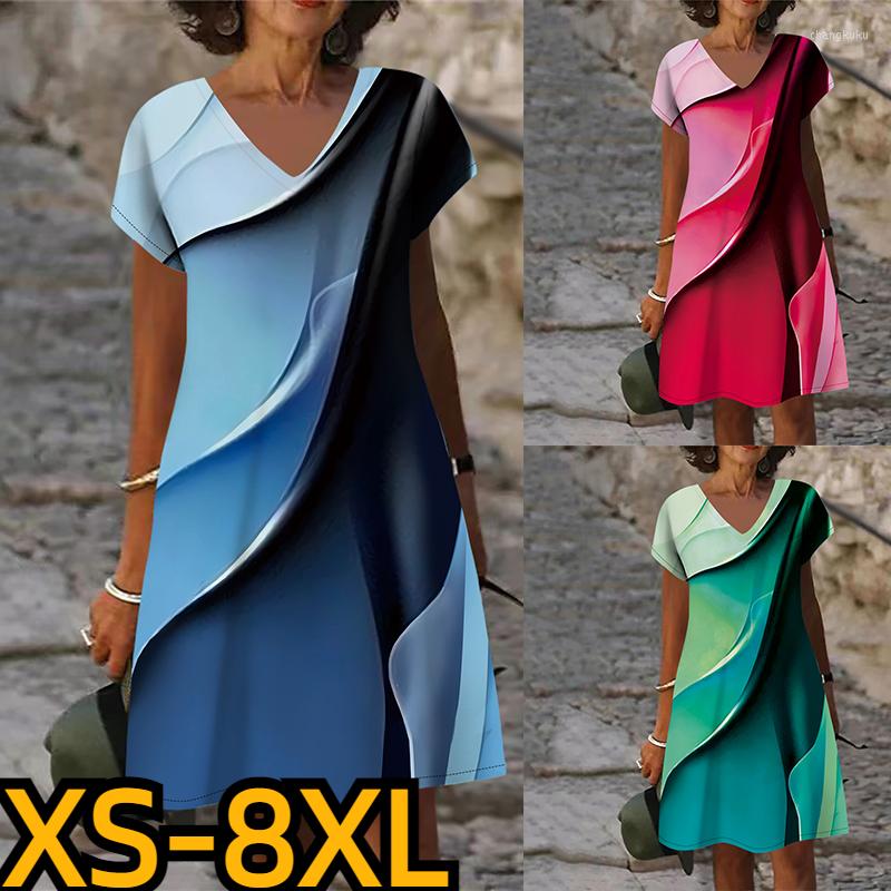 

Casual Dresses Short Sleeve V Neck Fashion Printing Women 2023 Maxi Dress Loose Long Summer Beach Slim Fit Comfortable, Blue