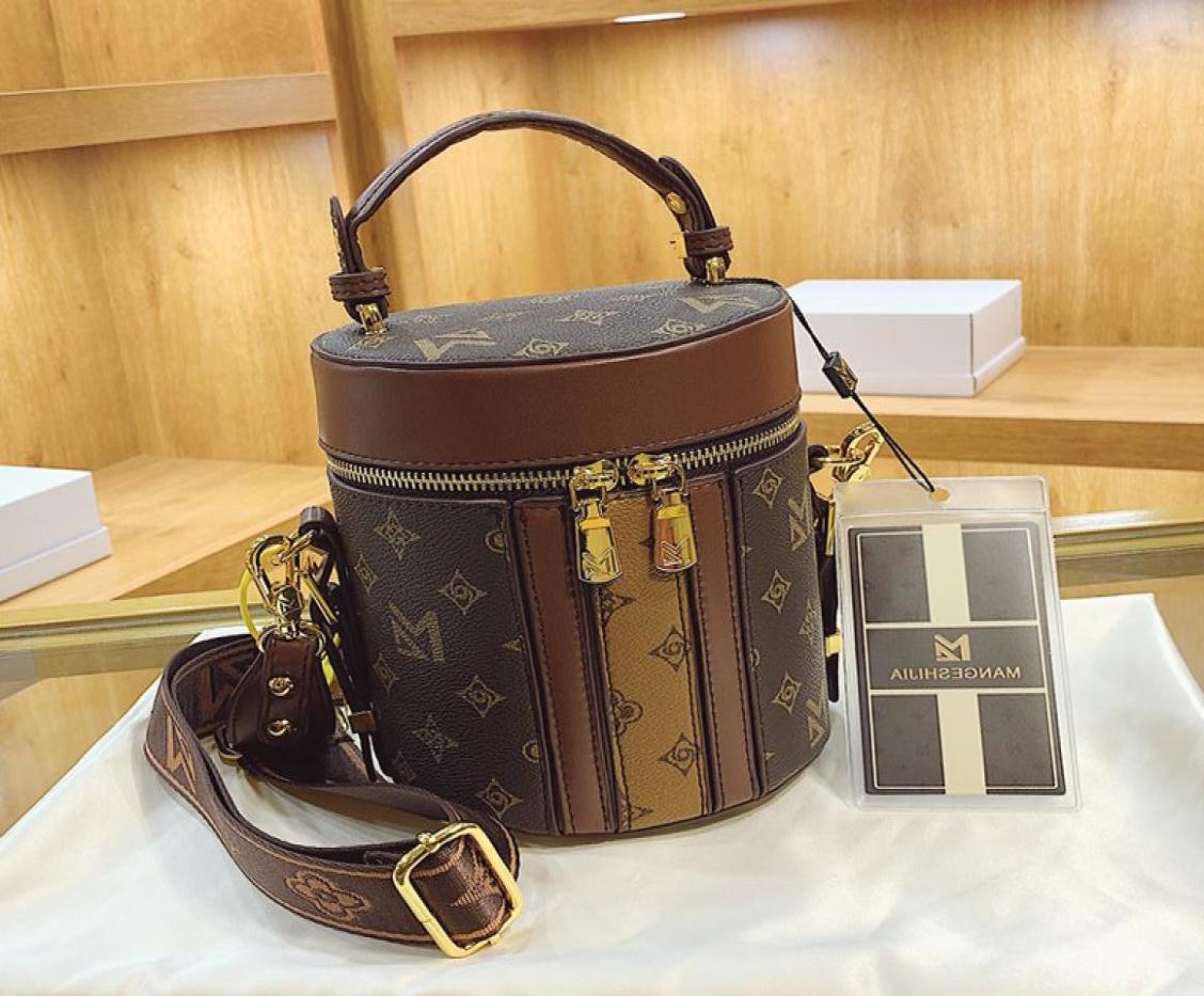 

Whole ladies shoulder bags with thicken cylinder shaped fashion bucket bag sweet and lovely printed leather handbag elegant sc6288954, Red