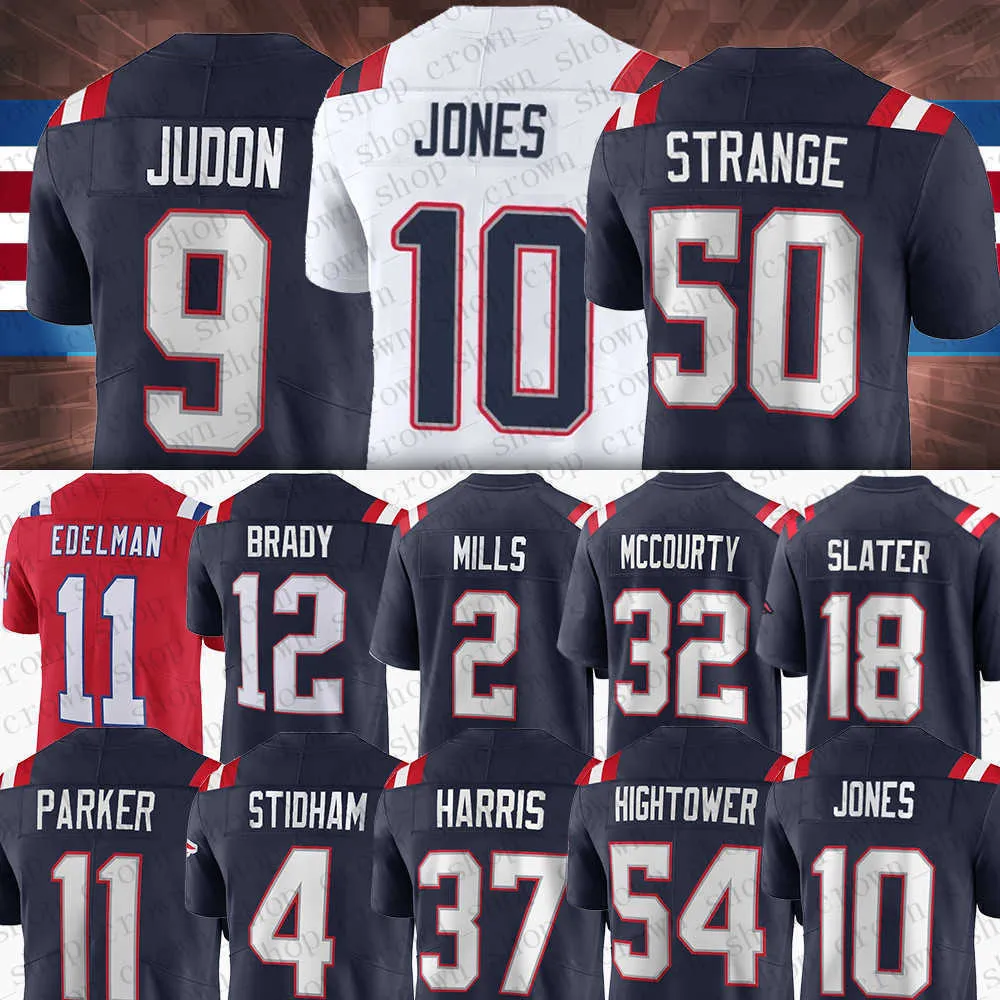 

10 Mac Jones Football''Nfl''Jerseys Cole Strange Matt Judon DeVante Parker Hightower Matthew Slater Devin McCourty N'Keal Harry, Youth(ai guo zhe)