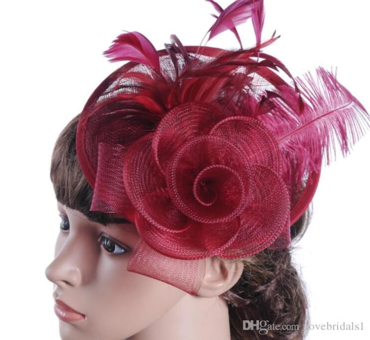 

Bridal Fascinator Hats Face Veil European ladies hat Ma yarn ostrich hair material Western banquet hat wedding headdress 3775052, Mixed color