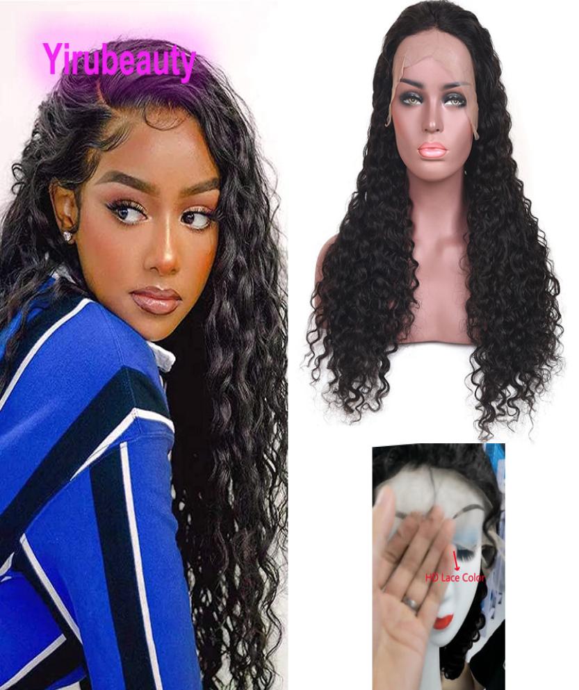 

150 Density HD 13x4 Lace Front Wig Malaysian Virgin Human Hair 1042inch Body Wave Water Straight Kinky Curly Yirubeauty1323277, Black