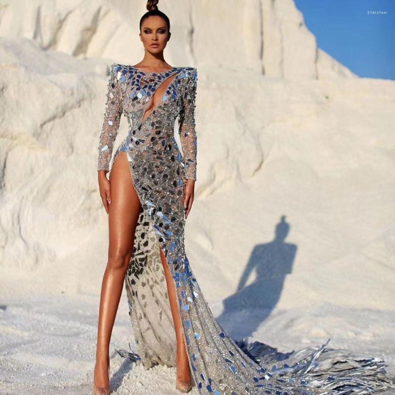 

Stage Wear Nightclub Singer Women Festival Outfit Sparkly Roupa Feminina Mirror Dress GoGo Dance Costume Rave Carnival, Silver