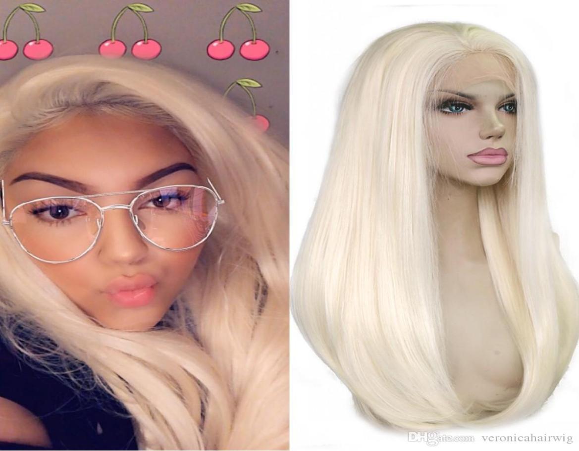 

Part Natural Soft Platinum Blonde Long Straight Wigs with Baby Hair Heat Resistant Glueless Synthetic Lace Front Wigs for Whi9228386, Ombre color