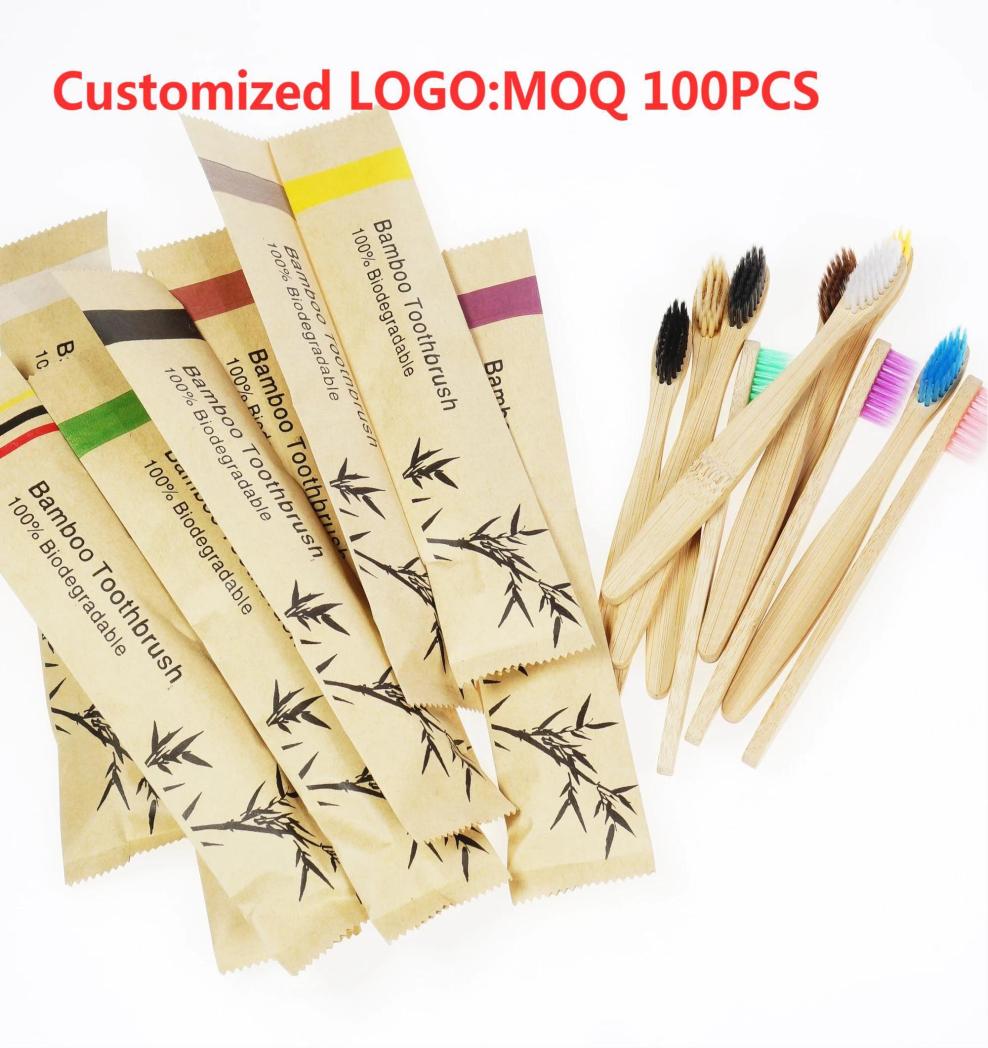 

Toothbrush 100Pcs Children Eco Friendly Bamboo Resuable Toothbrushes Portable Child Wooden Soft Tooth Brush Customized Laser Engra2671801