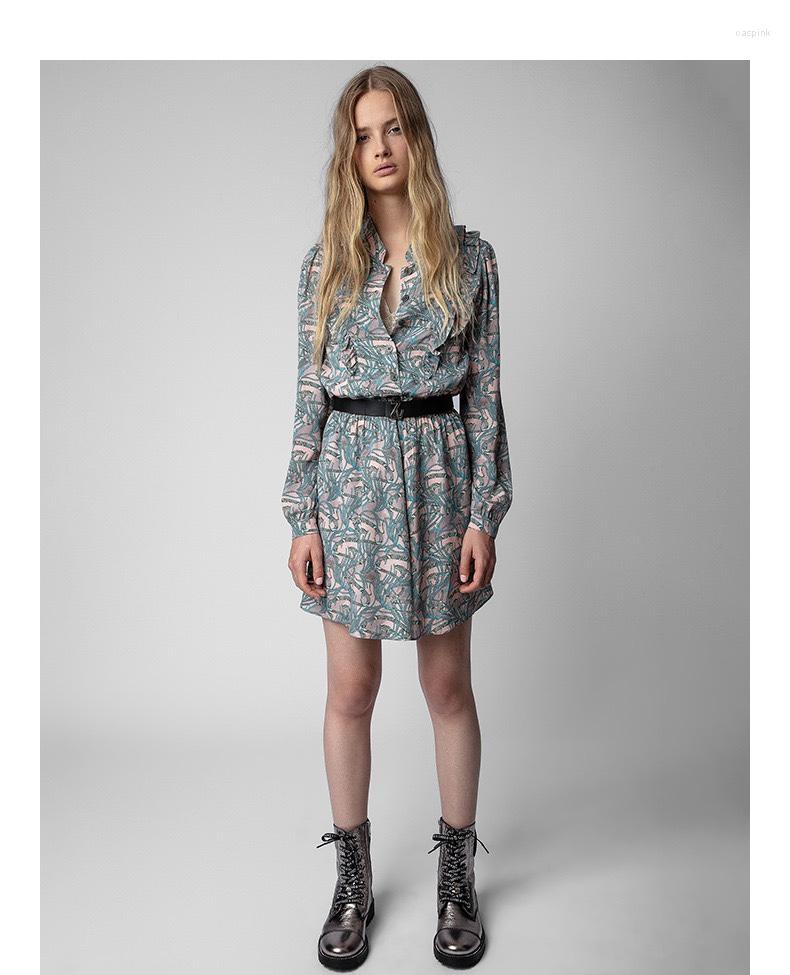 

Casual Dresses Women's Retro Snake Printed Round Neck Long-Sleeved Dress