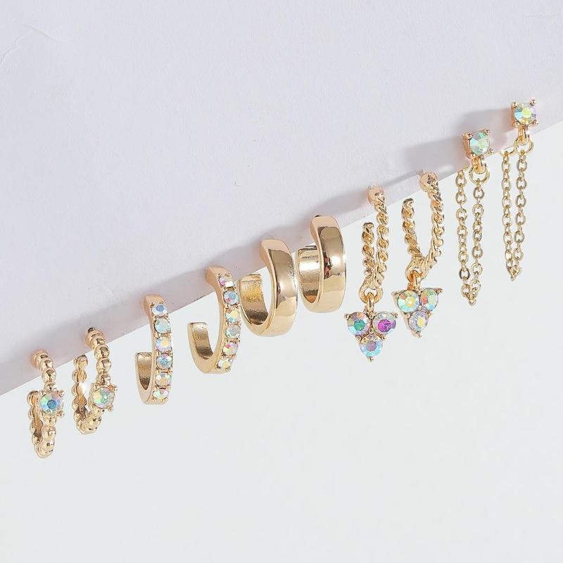 

Dangle Earrings CHIAO Fashion Jewelry 5 Pairs Stacked Huggies Hoops Drop Set For Women