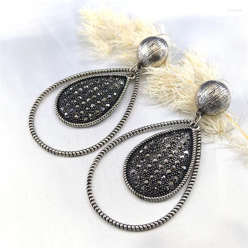 

Stud Earrings Bohemian Water Drop Dangle Earring Retro Women Alloy Rhinestone Medieval Jewelry Gifts Bijoux Femme Luxe EXH662S04