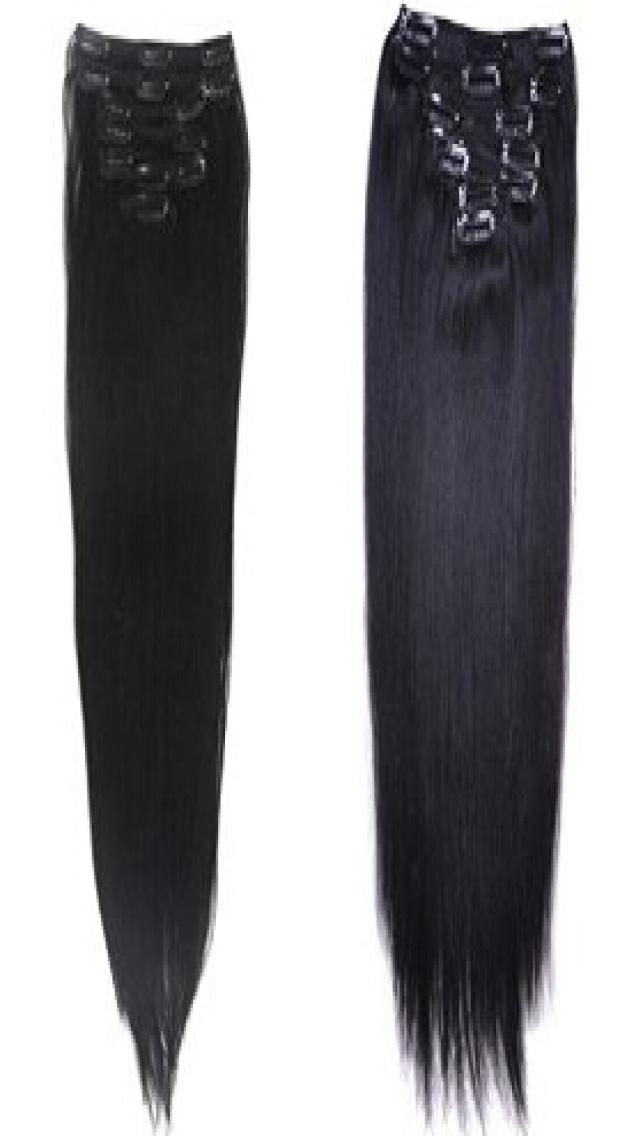 

Quality 180g 18quot 20quot 22quot clip in hair extensions Indian Remy human hair natural black straight clipin Hair2321439