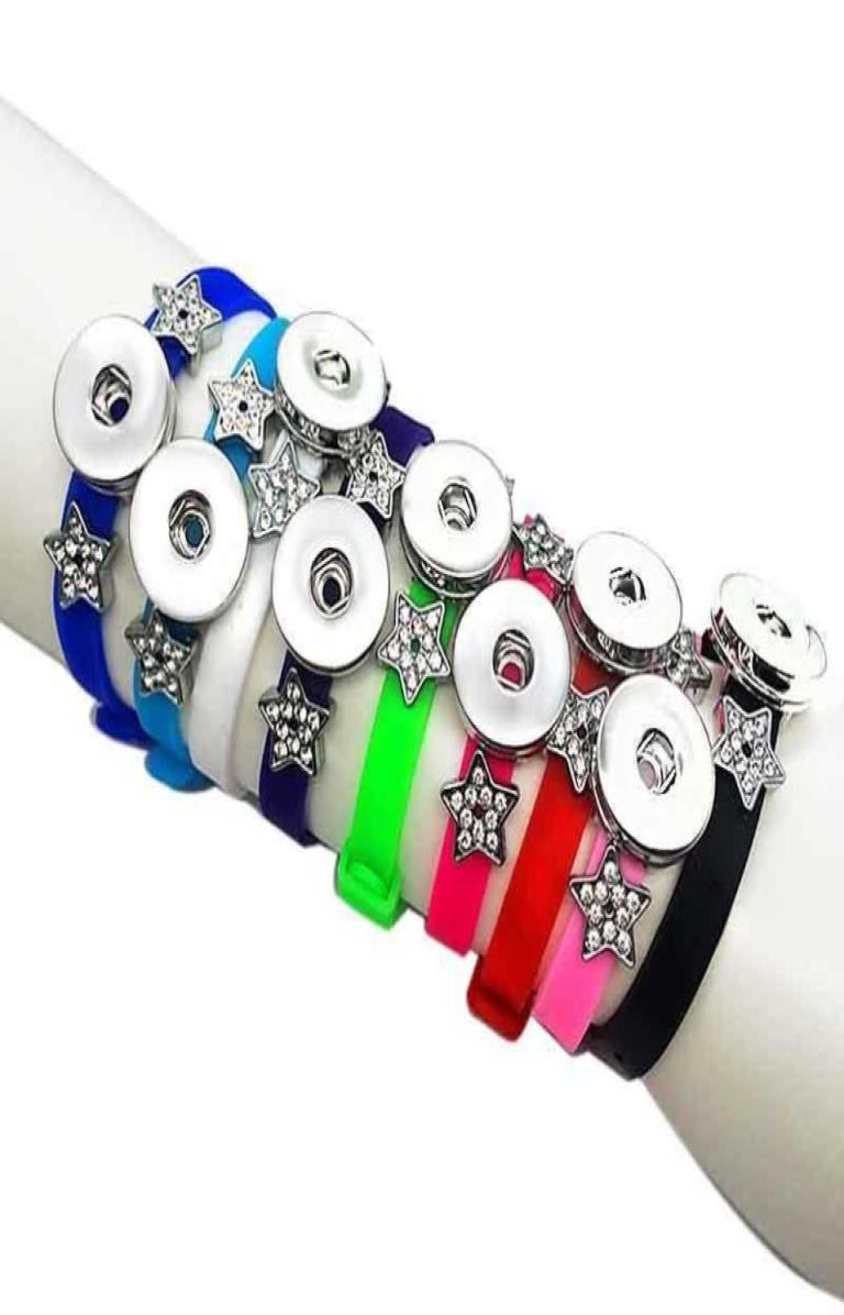 

Whole 10 Colors Silicone 6 style Fashion 8mm Snap Button Bracelet Interchangeable Charm Jewelry For Women Kids Teenager 20cm84308874, Silver