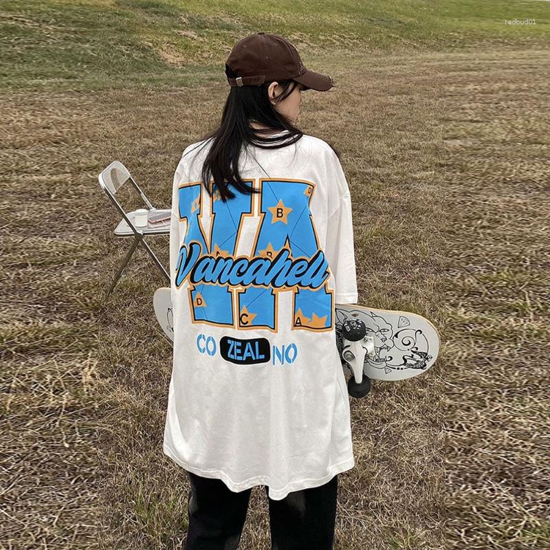 

Women's T Shirts 2023 Summer Cotton Hiphop Short Sleeve Shirt Women American Oversize Loose Letter Print Streetwear Harajuku Chic Top Mujer, Black