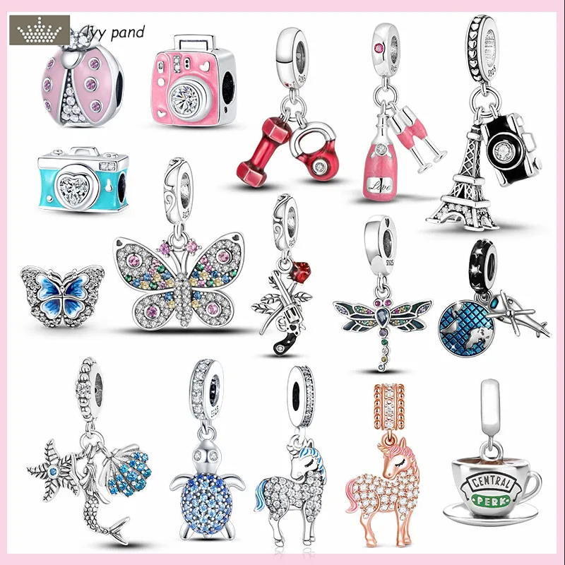 

For pandora charms jewelry 925 charm beads accessories Bracelet Coffee Cup Little Girl Family charm set