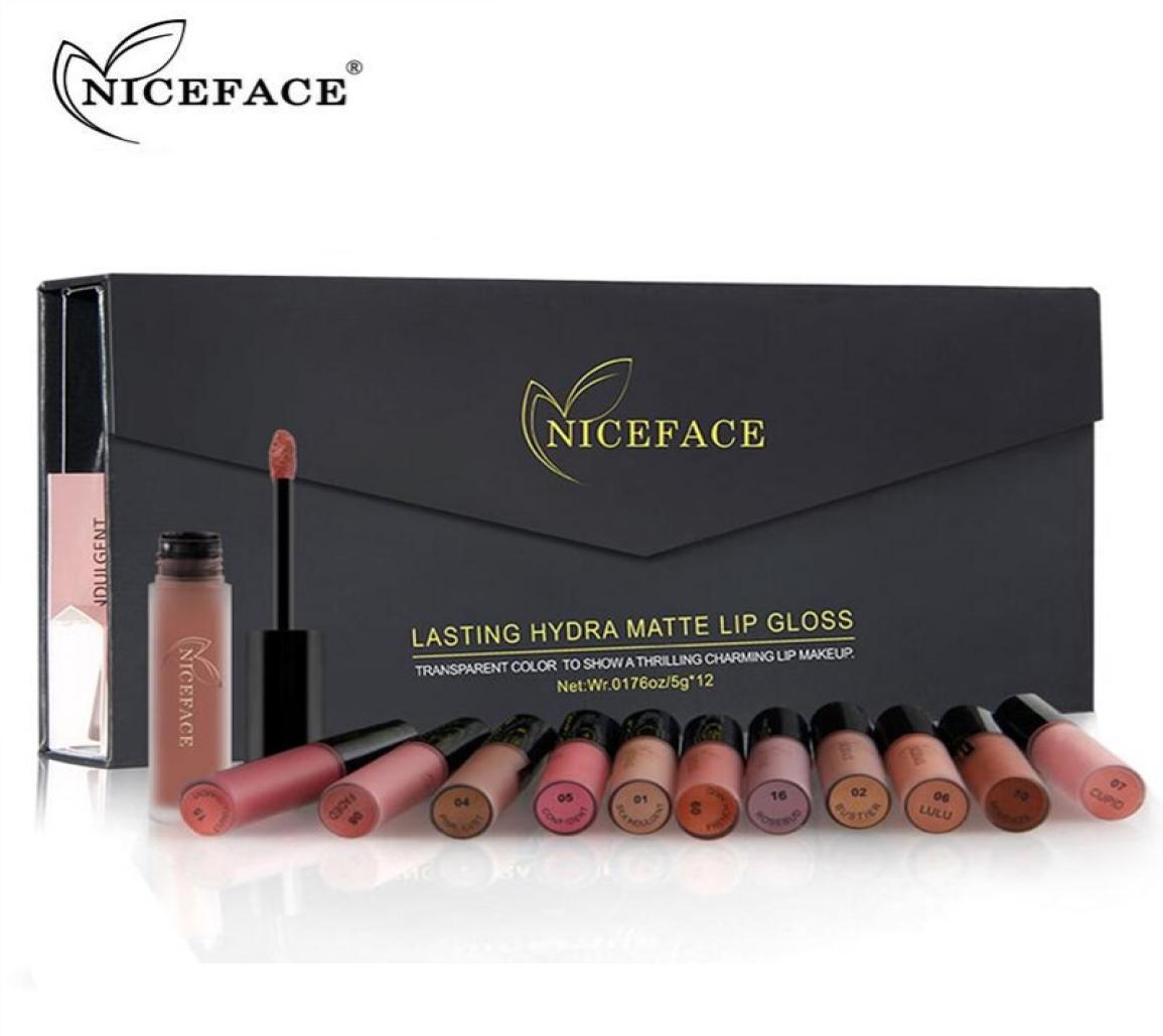 

NICEFACE 12 Colors Lip Gloss Matte Liquid Lipstick Sexy Paint Waterproof Longlasting Hydra Lips Makeup Kit6528254, Mixed color