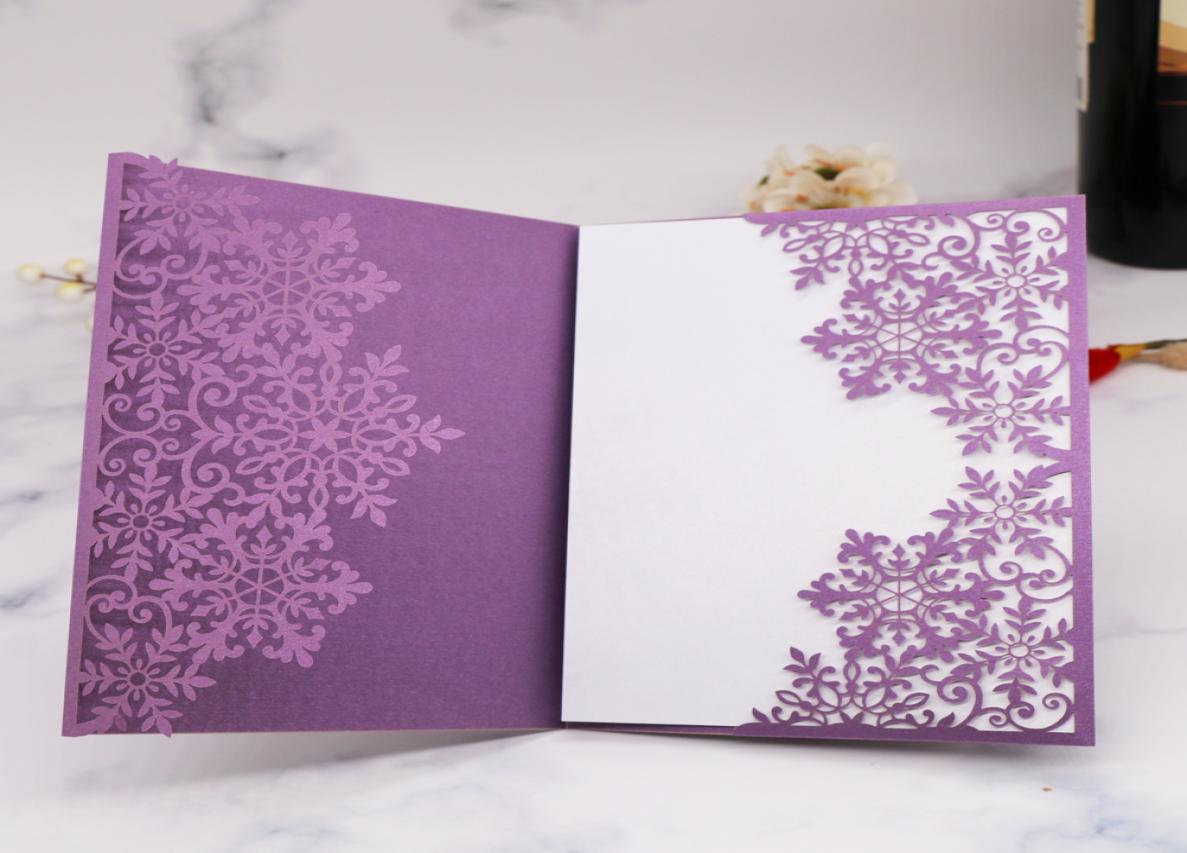 

20pcs Trifolding Tapy Wedding Invitation Card White Inset Page Snow Flower Winter Theme Christmas Birthday Party Bridal Shower 4096781, Light green