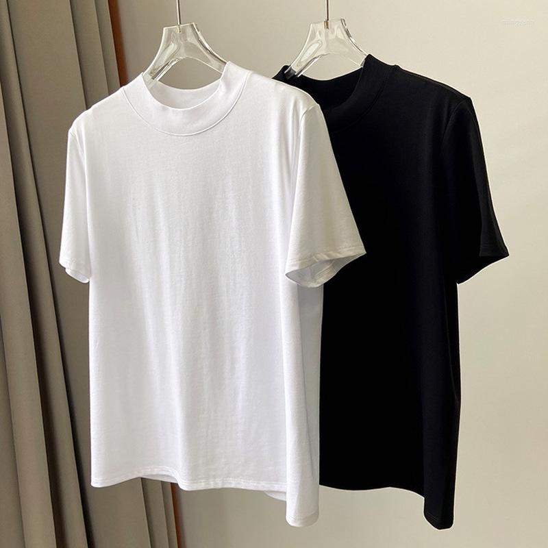 

Women' T Shirts 23 Summer Female Simple Back Middle Line Loose Temperament Black And White Short T-shirt