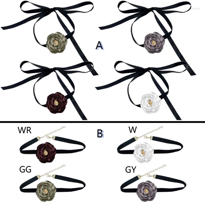

Chains Fabric Flower Necklaces Lace Choker Wedding Jewelry Gift For Women Bride