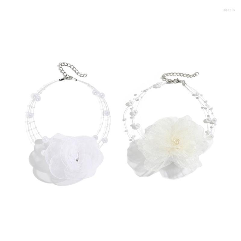 

Chains Y2K Accessory Exaggerated Flower Necklace Elegant Rose For Women Girls
