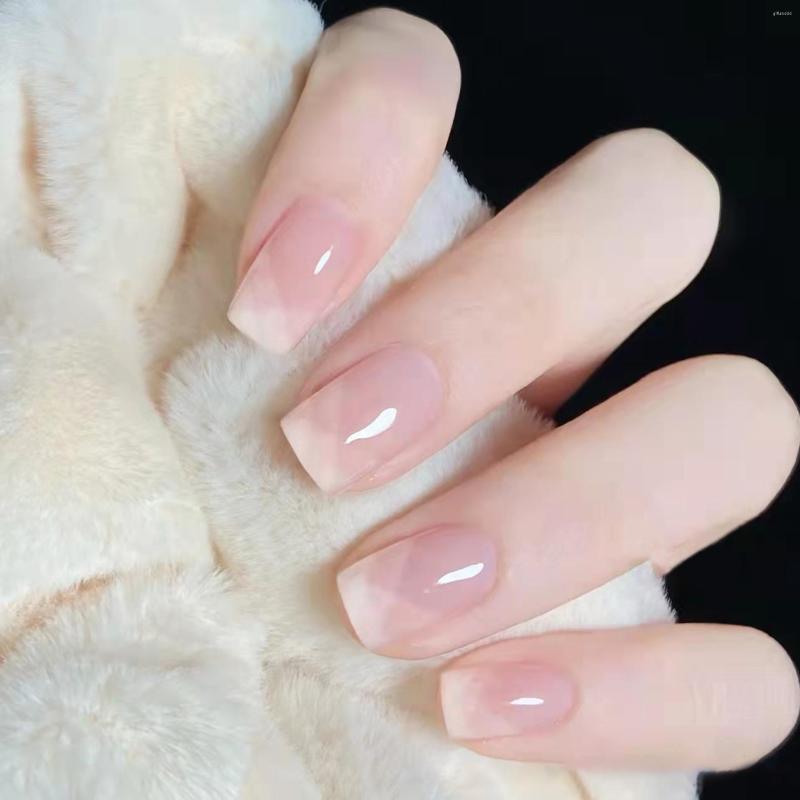 

False Nails Short Ice Transparent Manicure Products Reusable Adhesive Fake Nail Supplies Glue Press Things Full Cover Tips Art, A332