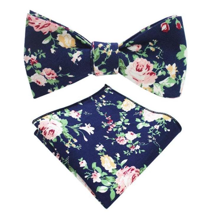 

Bow Ties Mens Cotton Self Tie Floral Bowtie And Pocket Square Set For Men Adjustable Noeud Papillon Business WeddingBow1920010