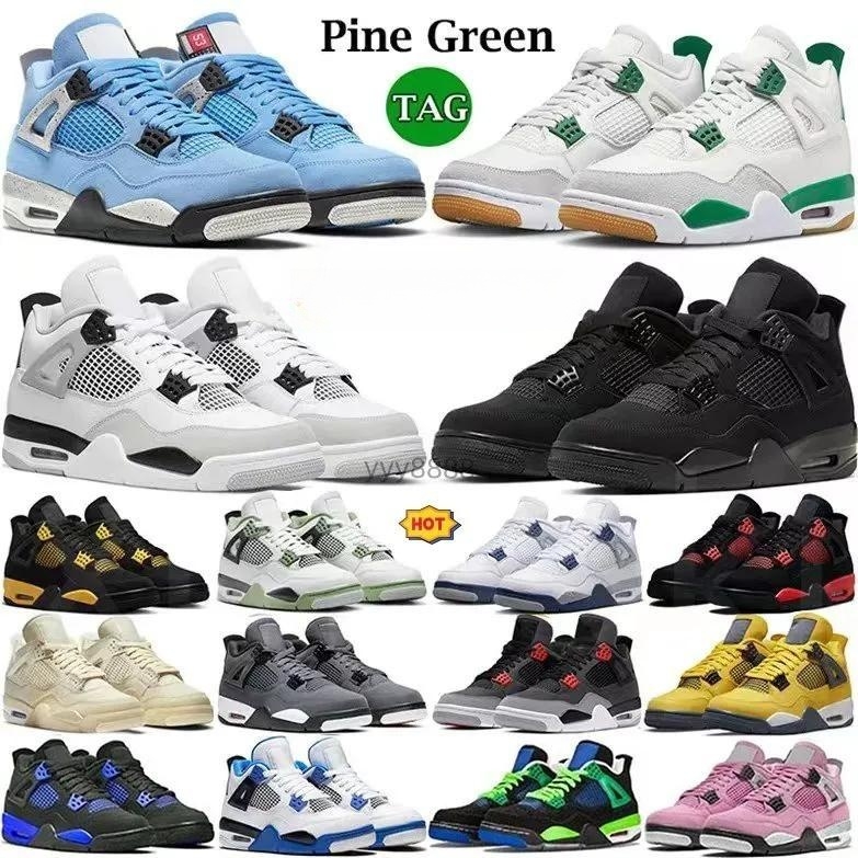 

4s 4 basketball shoes sneakers designer shoes j4 4s luxurys for men air jumpman 4 black cat pine green retro military black white Sneaker, Shoes box