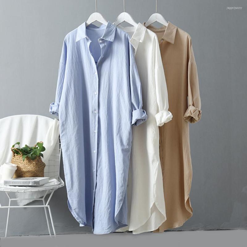

Casual Dresses Chic Beach Dress Lightweight Arc Hemline Single Breasted Vintage Oversized Pure Long Midi, Blue