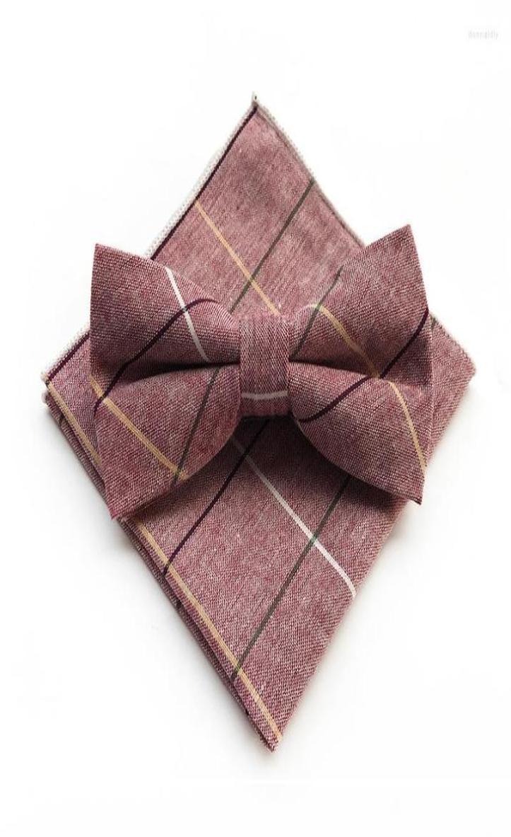 

Bow Ties 2022 Formal Dress British Style Cotton Cloth Tie Men039s Wedding Suit Pocket Towel Set5501121