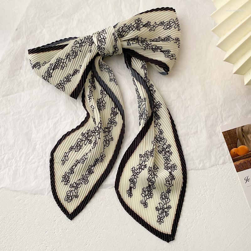 

Scarves Elegant Flower Print Crepe Ribbon Silk Scarf For Women Neckerchief Female Hand Bag Scarfs Neck Ties Lady Headband Hair Band Gift