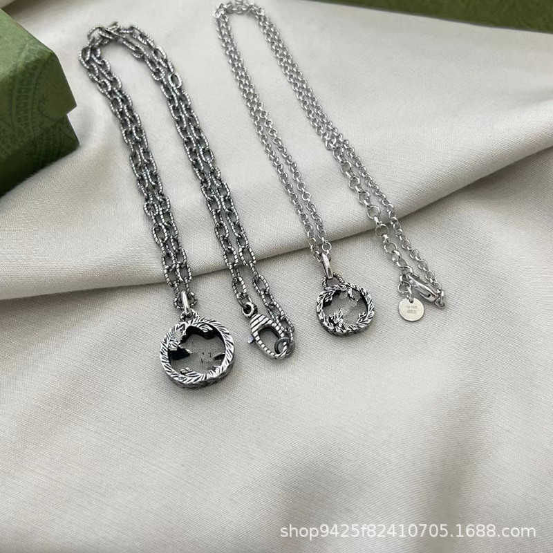 

2023 New Double G925 Thread Pendant Fashion Silver Couple Necklace, White