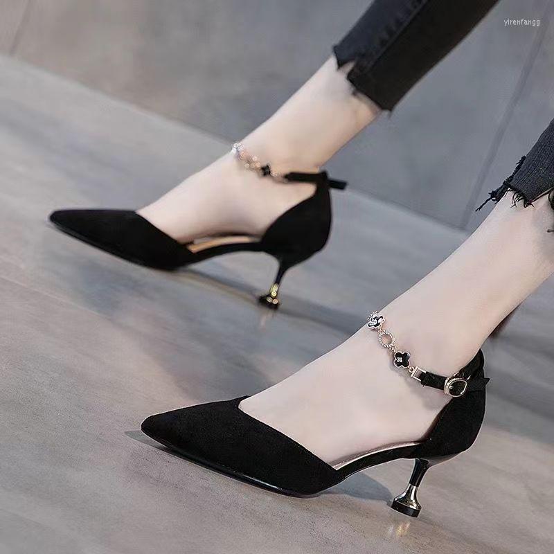 

Dress Shoes 2023 Women Pumps Fashion Thin Low Heels Sandals For Woman Shallow Pointed Toe Heel Work Female Elegant, Black