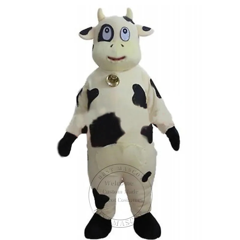 

New Adult White and Black Cow Mascot Costume Cartoon theme fancy dress Ad Apparel, As pic