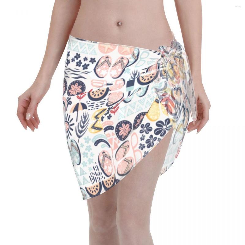 

Women's Swimwear Summer Flip Flops Scarf Cover Ups Women Perspective Beach Short Skirts Bikini Up, Black