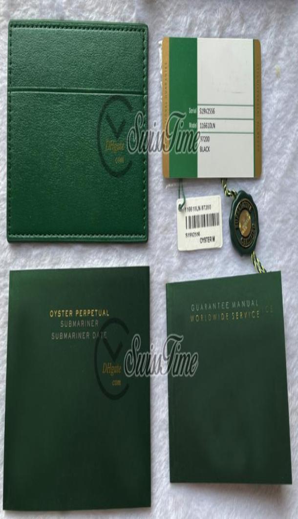 

V4 Green No Boxes Custom Made Rollie Warranty Card With AntiForgery Crown And Fluorescent Label Gift Same Serial Tag Manual Set S9390624