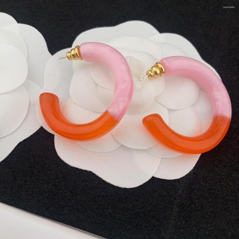 

Stud Earrings European And American Fashion Acrylic C-shaped Colored