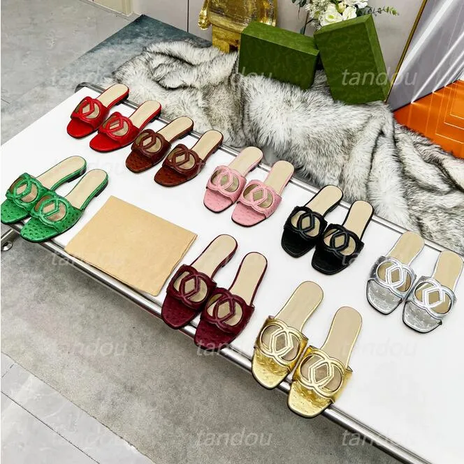 

Women Interlocking G Slide Cut-Out Sandals Designer Leather Slippers Pump Heel Sexy Flat Sandal Ladies Fashion Cut Out Slides Size 35-42 AWh, Color 35