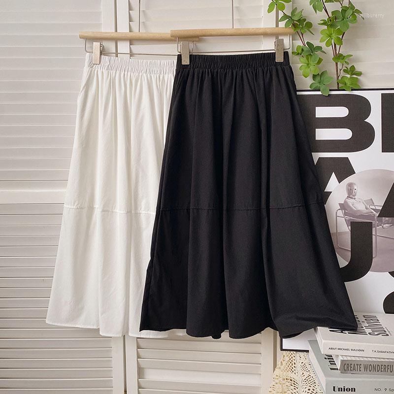 

Skirts Organza Empire Solid Mid-Calf 2023 Female Summer Korean Version Versatile Blended A-line Drop, Black