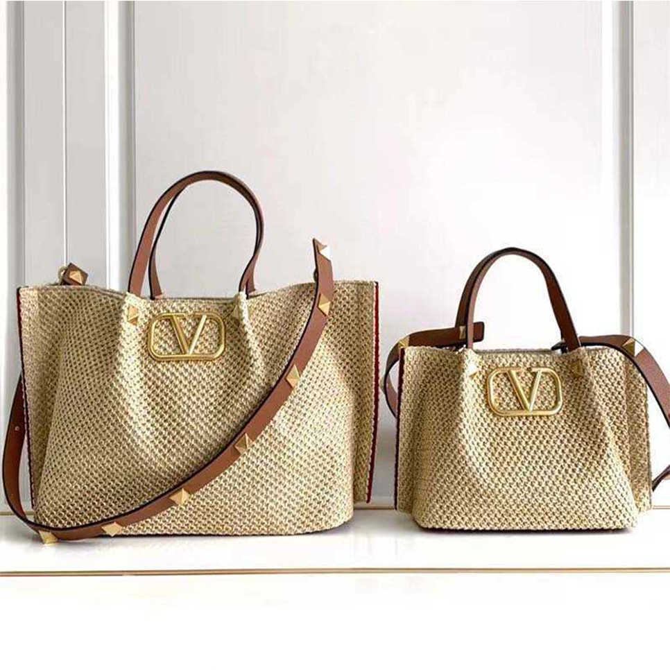 

Women Designer Valentino Bag Beach Bags U3ER Crossbody Saddle Handbag Purse Luxury Wallet Bagpack Puff Woven Tote Leather Large Capacity Goods Handbags, Black 25cm