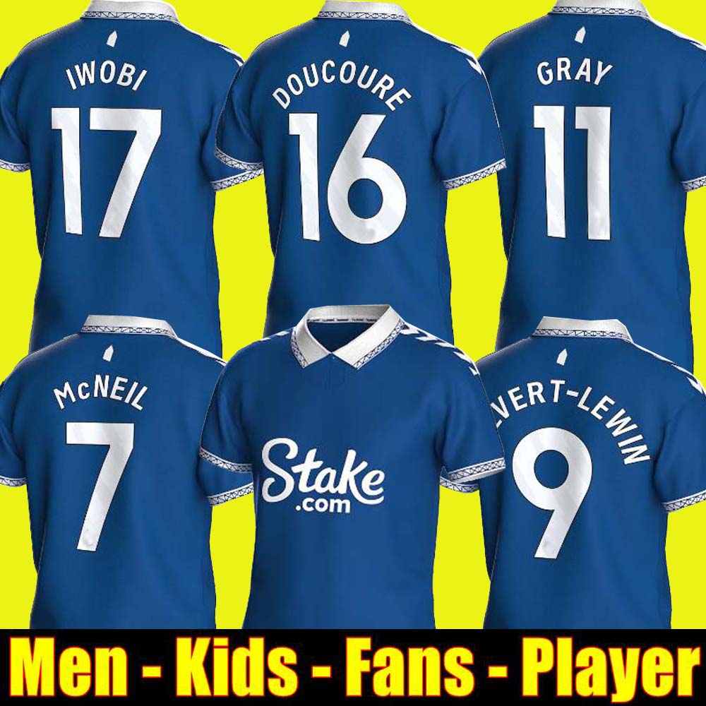 

23 24 EvertonS home soccer jerseys CALVERT-LEWIN GRAY TOWNSEND DOUCOURE Y.MINA HOLGATE MYKOLENKO GORDON 2023 2024 Away black third football, Home adult