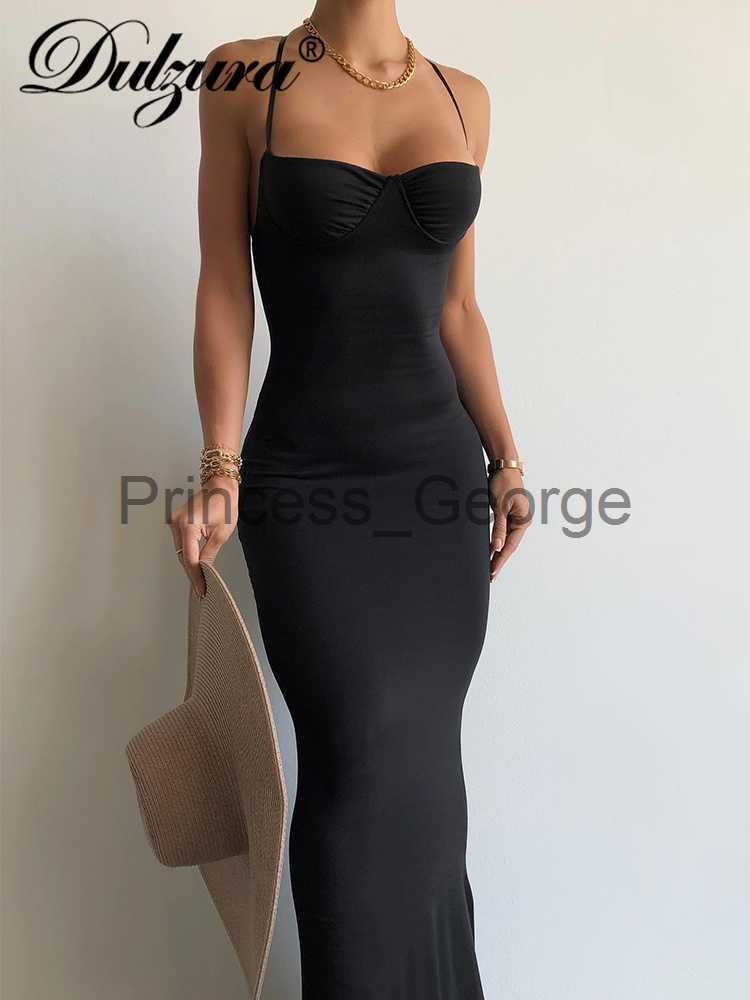 

Party Dresses Dulzura 2022 Summer Women Strap Ruffle Sexy Y2K Clothes Sleeveless Backless Bodycon Solid Midi Dress Outfits Club Party Birthday x0629, Black