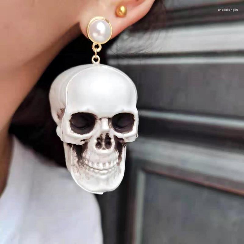 

Dangle Earrings Long Resin Rock Hip Hop Fashion Jewelry Funny Halloween Punk For Women Goth 3D Skeleton Earring