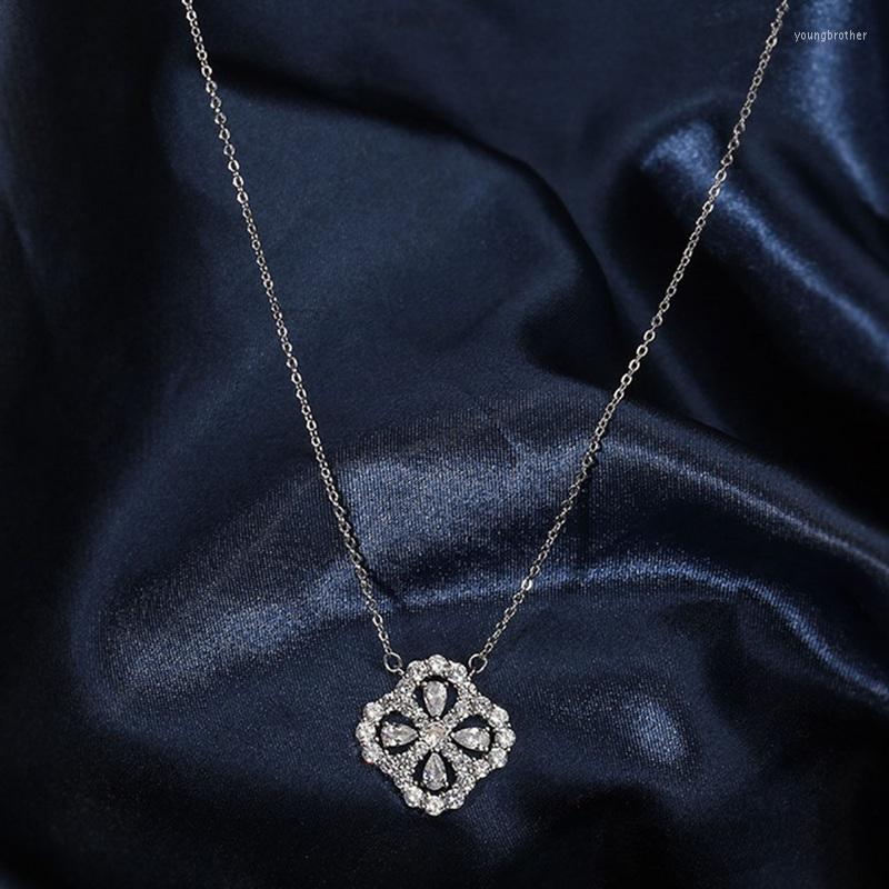 

Pendant Necklaces Trendy Water Drop Necklace Clover Design Zircon Clavicle Chain Women Bridal Wedding Jewelry Gift