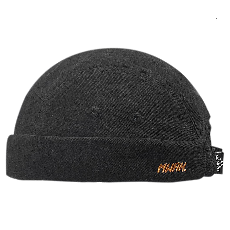 

Ball Caps Clape Corduroy 5 Panel Docker Hat Bonnet Casquette sans Visiere Homme Femme Marin Rolled Cuff Brimless 230628, Bk