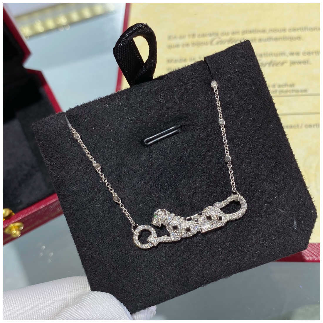 

Original designer RAN S925 Silver Carti Luxury and Exquisite Temperament Leopard Money Necklace Bone Chain Bracelet