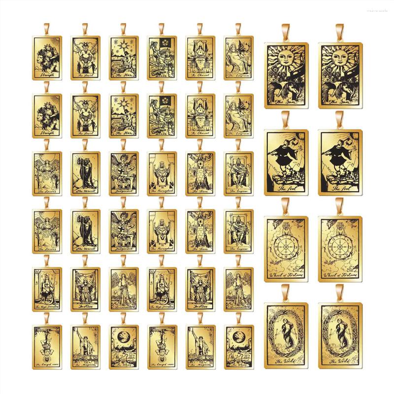

Jewelry Pouches 44 PCS Stainless Steel Tarot Card Necklace Pendant Charms Dainty Sun And Moon Charm