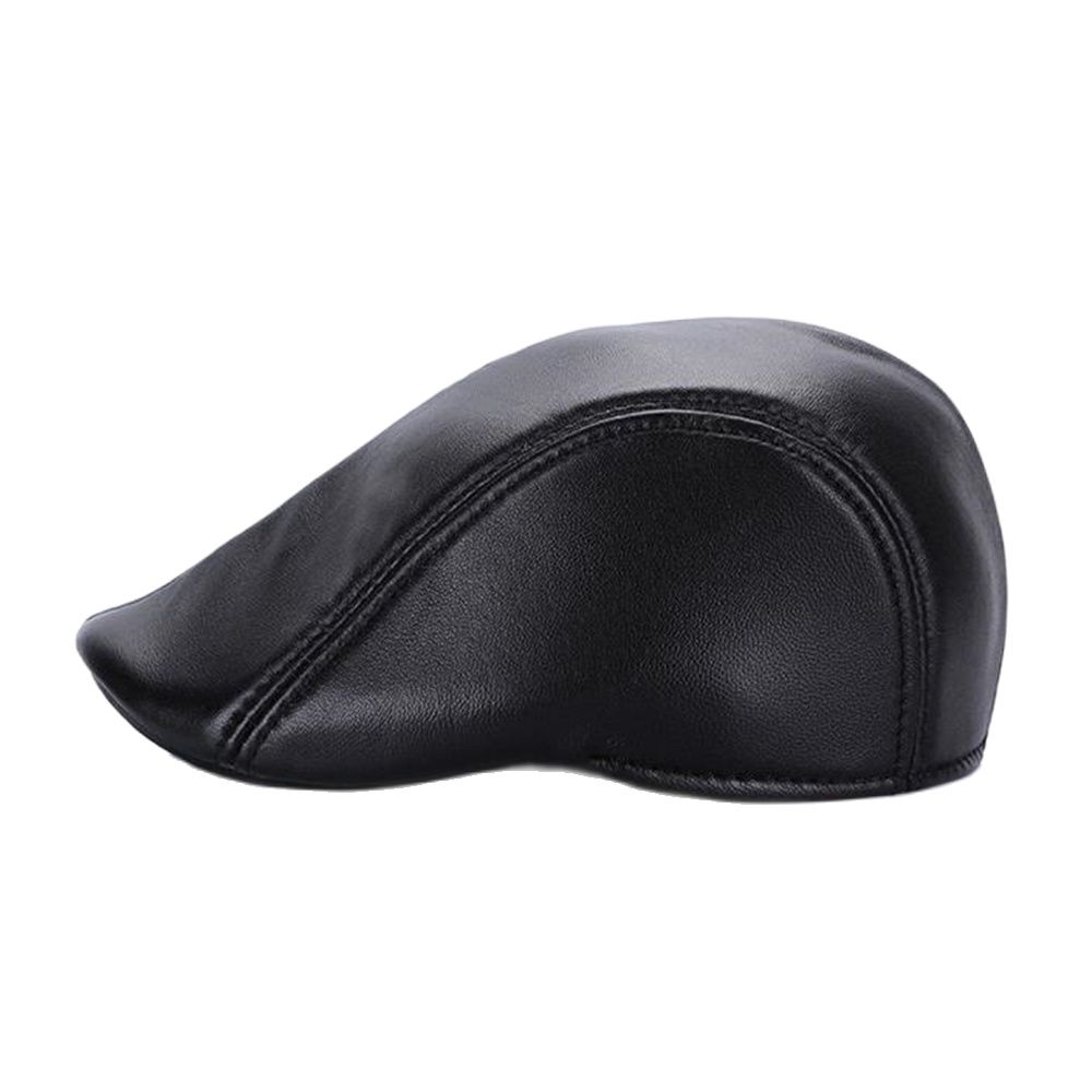 

Man Women Autumn Winter Velvet Sheepskin Berets Hat Casual Leather Visors Caps S M L A10 2401