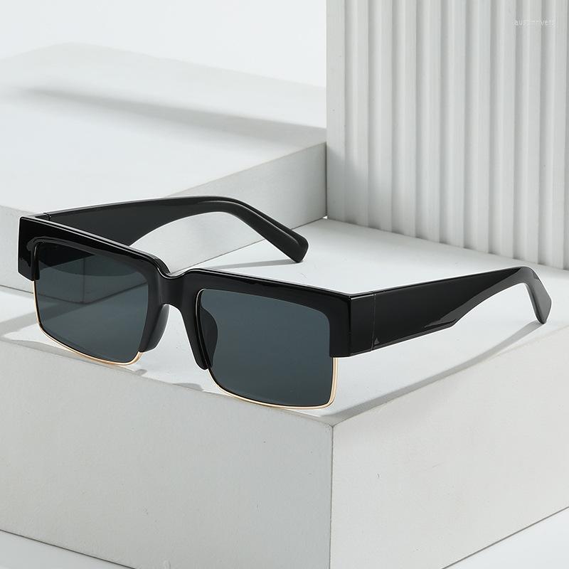 

Sunglasses DCF 2023 Fashion Square Women Men Rectangle Semi-Rimless PC Lens Frame Vintage Trending Eyewear Casual Cool UV400