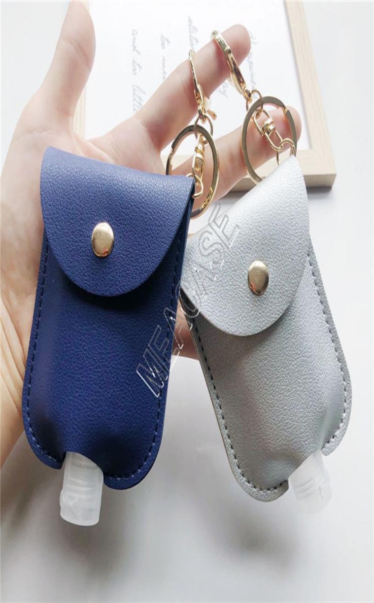 

30ml Hand Sanitizer Bottle with PU Leather Cover Cases 2 Piece Set Clear Travel Bottles with Sleeve Alcohol Gel Perfume Bottles 208275128