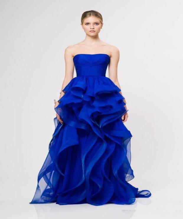 

Fashion Unique Royal Blue Prom Gowns Strapless Ruffle Organza Reem Acra Long Formal Evening Dresses Empire Waist Sexy Party Dress6865163, Green