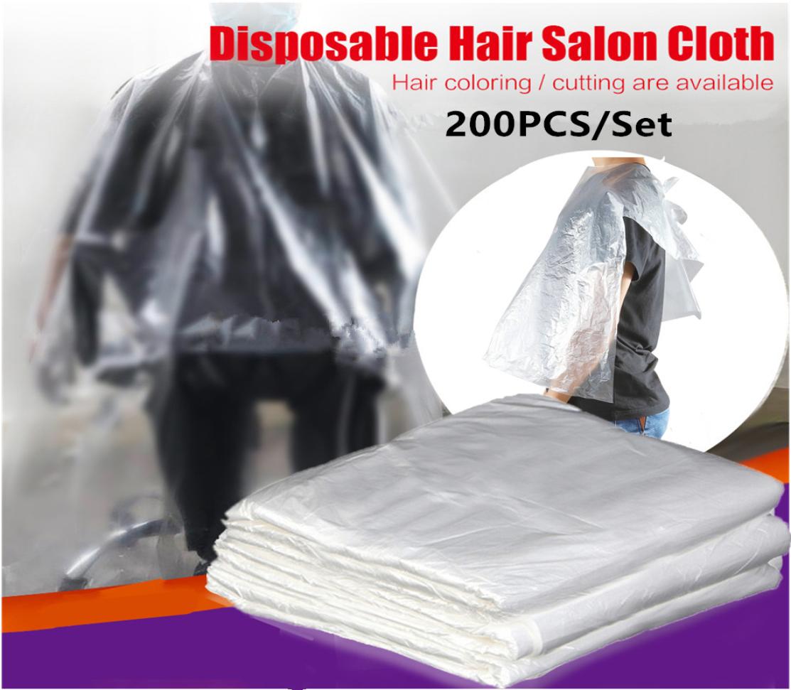 

200pcsSet Transparent Apron Disposable Waterproof Hair Cape Hairdressing Cutting Hair Cloth Salon Barber Gown Cape Barber Tools 95795930