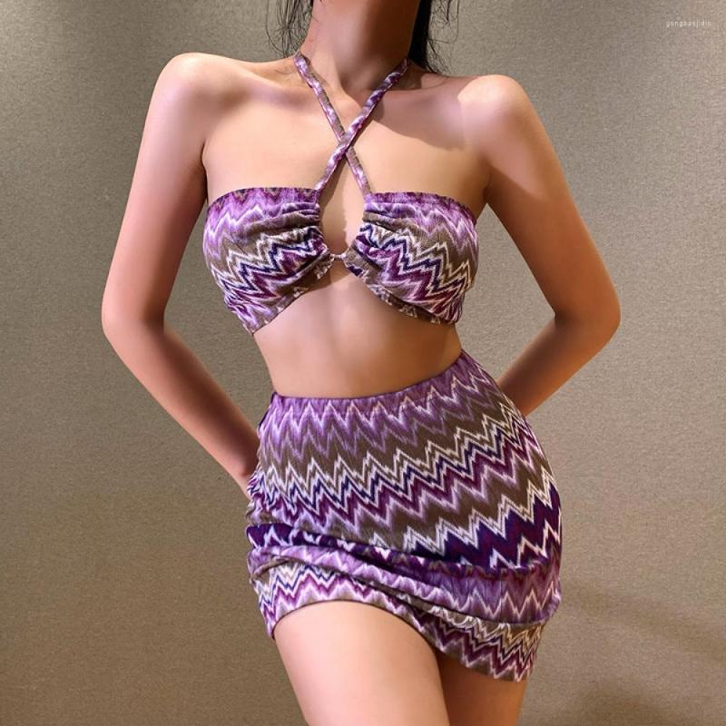 

Work Dresses 2 Piece Skirt Set Sling Sexy Fashion Vest Bikini Woman Swimwear Backless Printed Women Clothing Summer Sets 2023, Purple