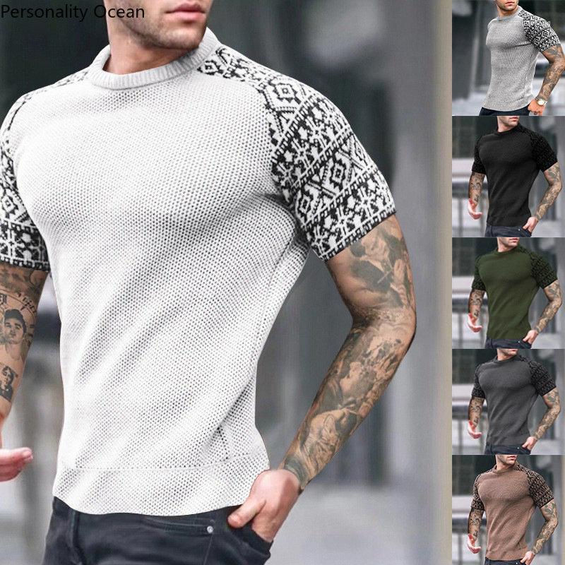 

Men's Polos Summer Short -sleeved T -shirt Clothing 2023 Wafege Round Neck Print Thin Slim Sleeves, Light grey